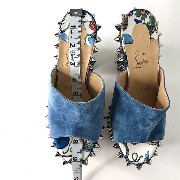 NEW Christian Louboutin Massivatac Botanical Print Studded Platform Mules 36 - Picture 11 of 11